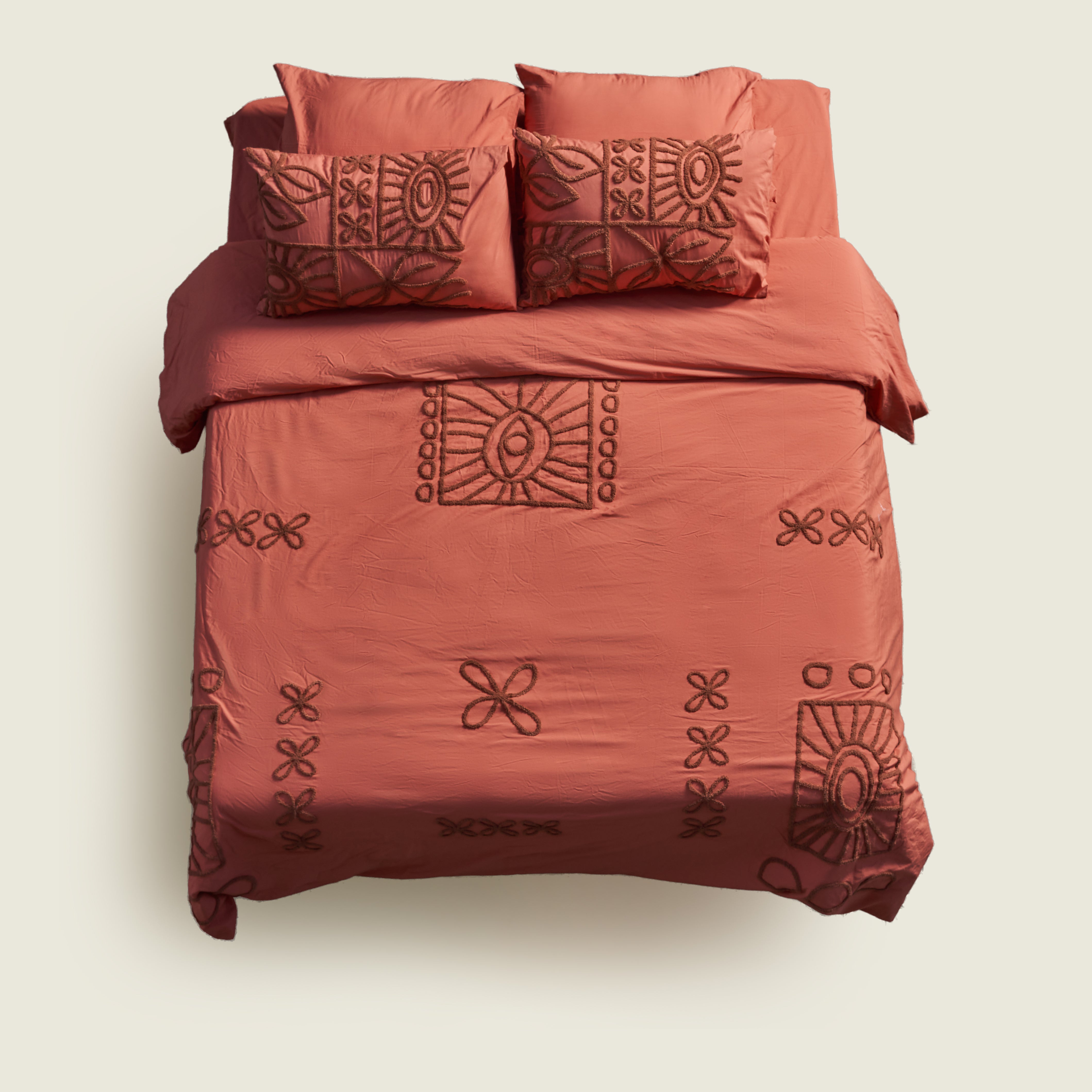 Tufted Duvet Set in Terracotta - Tribal