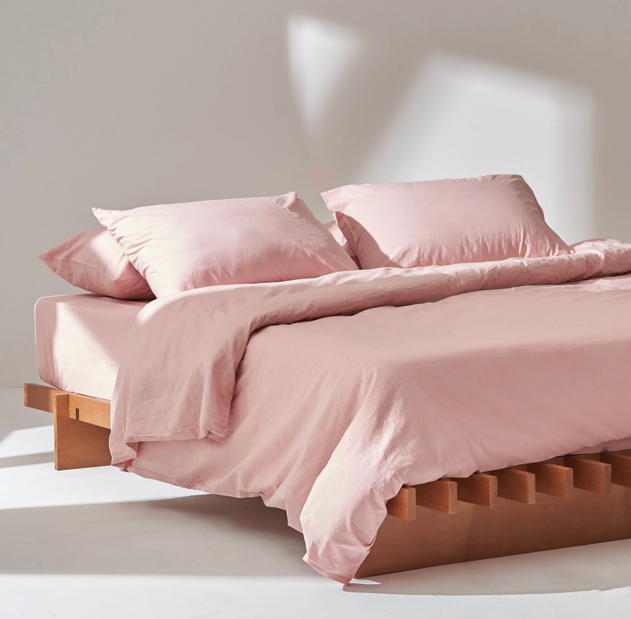 Washed Cotton Duvet set in Rose pink