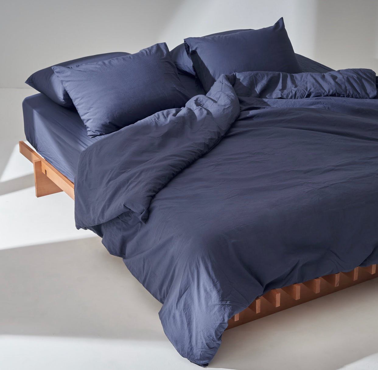 Washed Cotton Duvet set in Navy