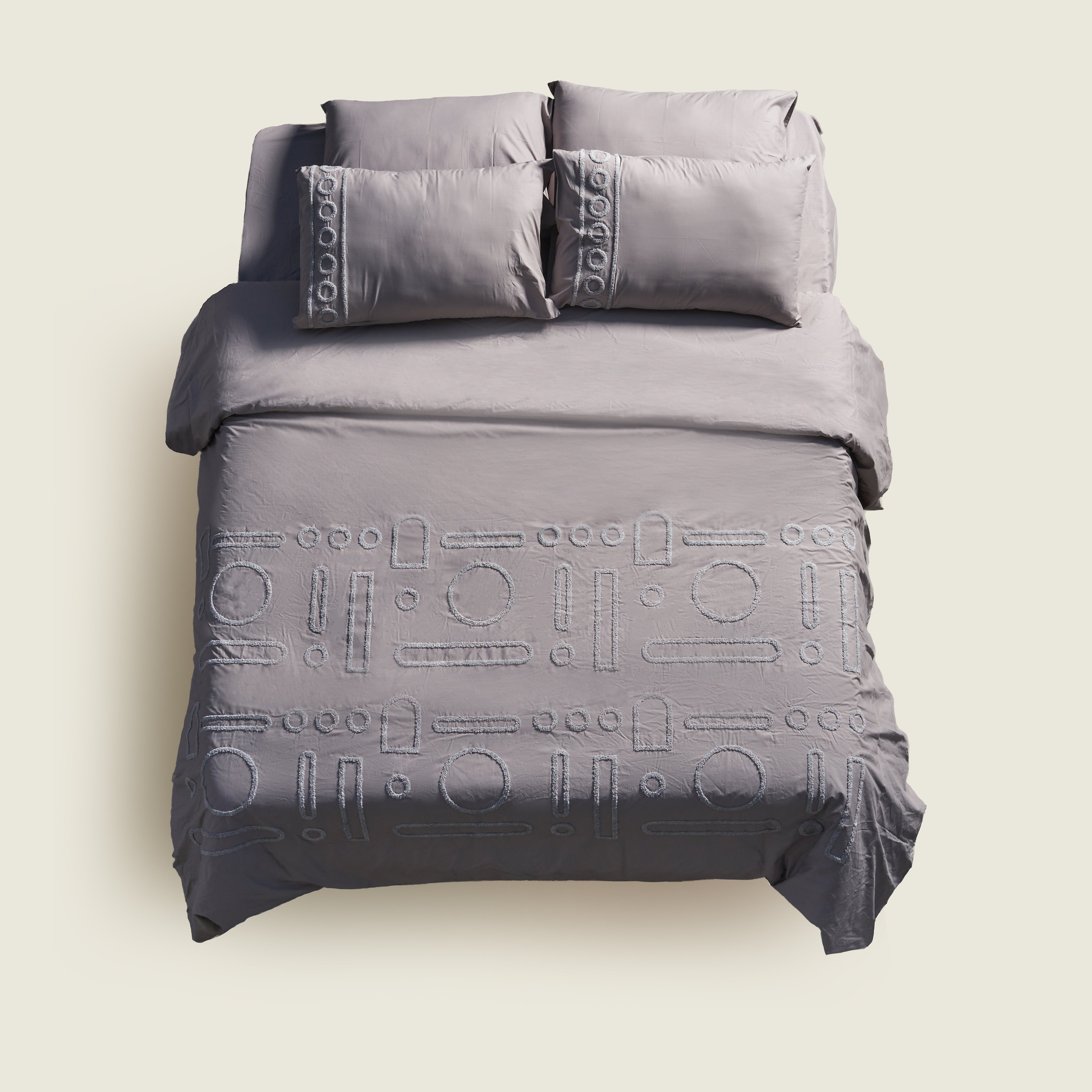 Tufted Duvet Set in Grey - Shapes