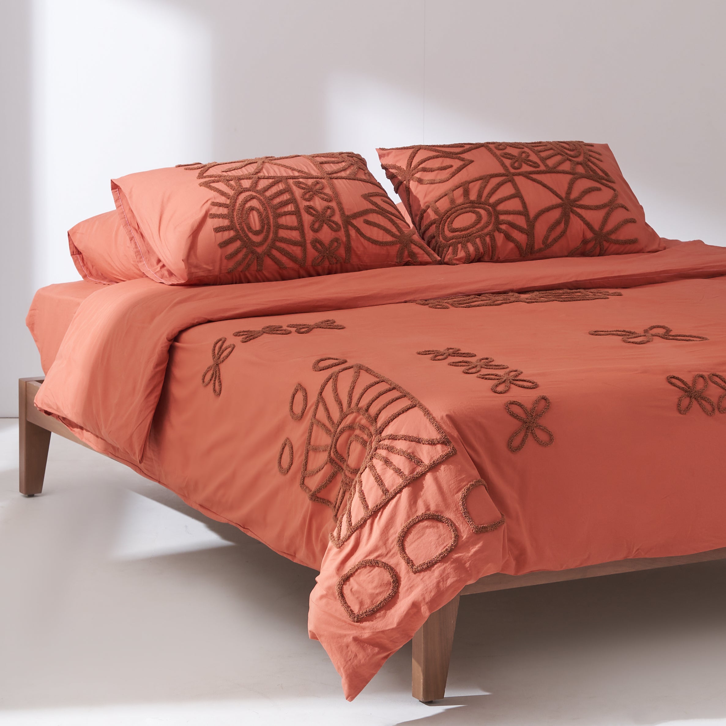 Tufted Duvet Set in Terracotta - Tribal