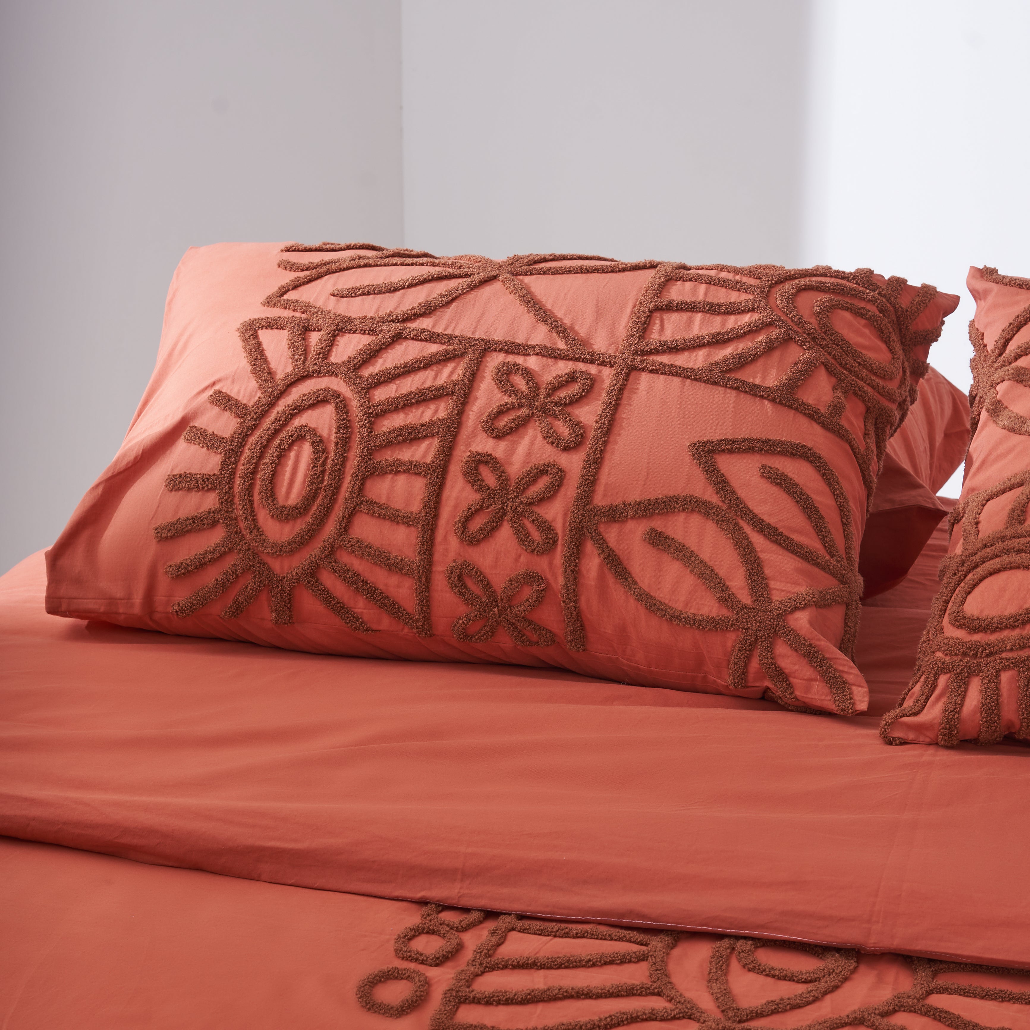 Tufted Duvet Set in Terracotta - Tribal