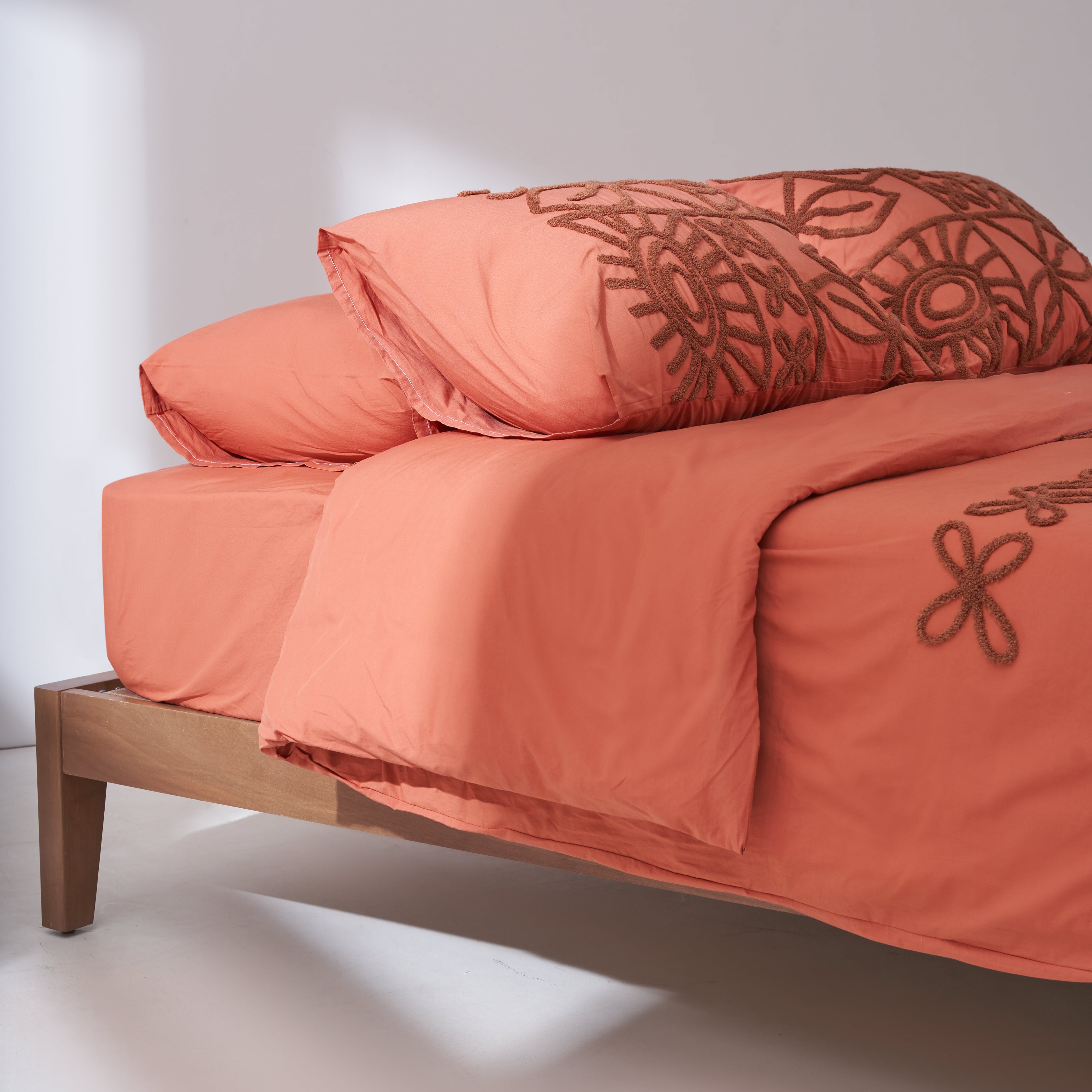 Tufted Duvet Set in Terracotta - Tribal