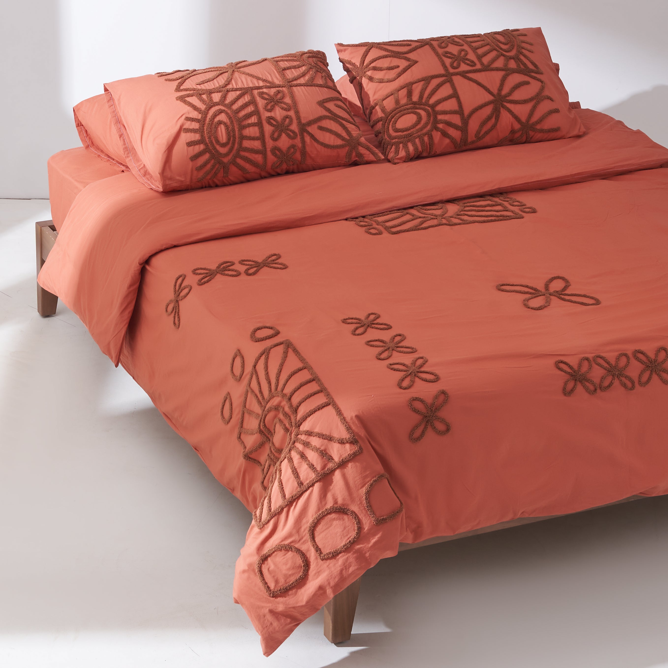 Tufted Duvet Set in Terracotta - Tribal