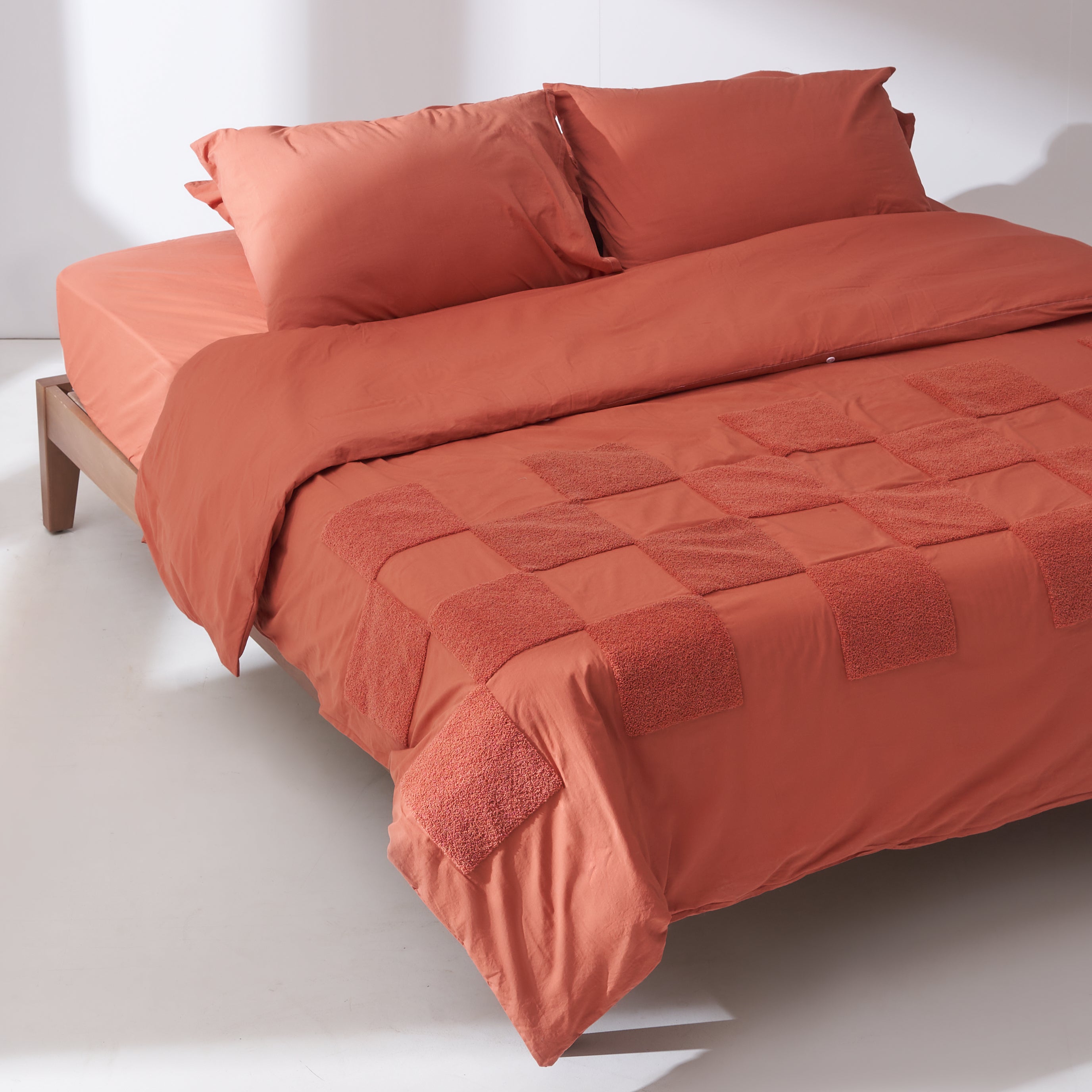 Tufted Duvet Set in Terracotta - Squares