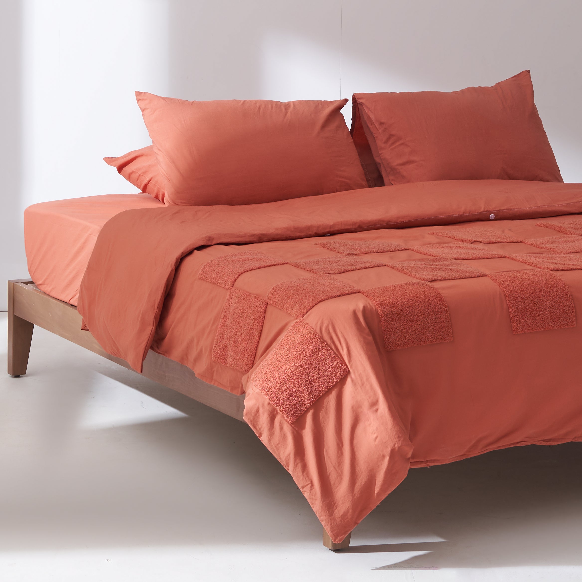 Tufted Duvet Set in Terracotta - Squares