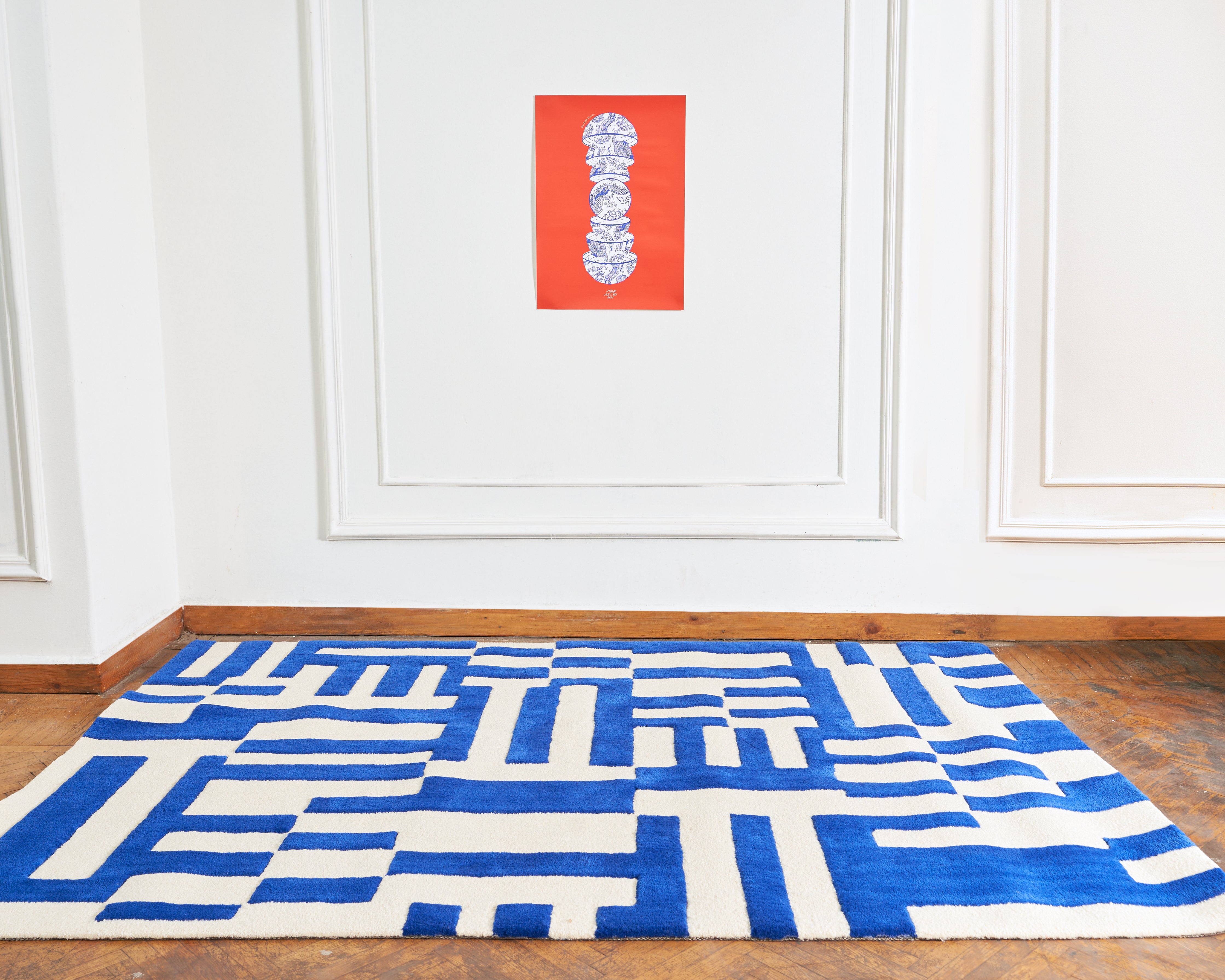 Marine White & Blue - Tufted Rug